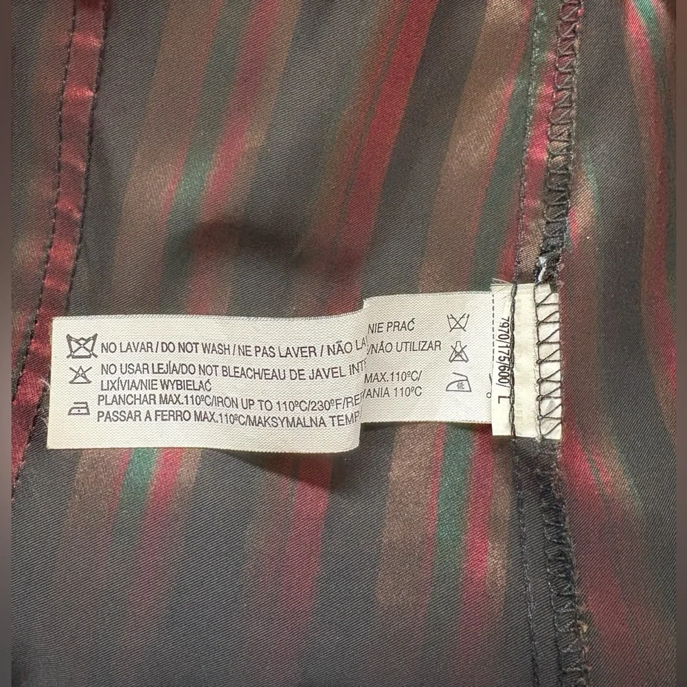 Zara Woman, Striped Satin Blouse, Large, Black, Red, Green, Brown - Picture 8 of 9